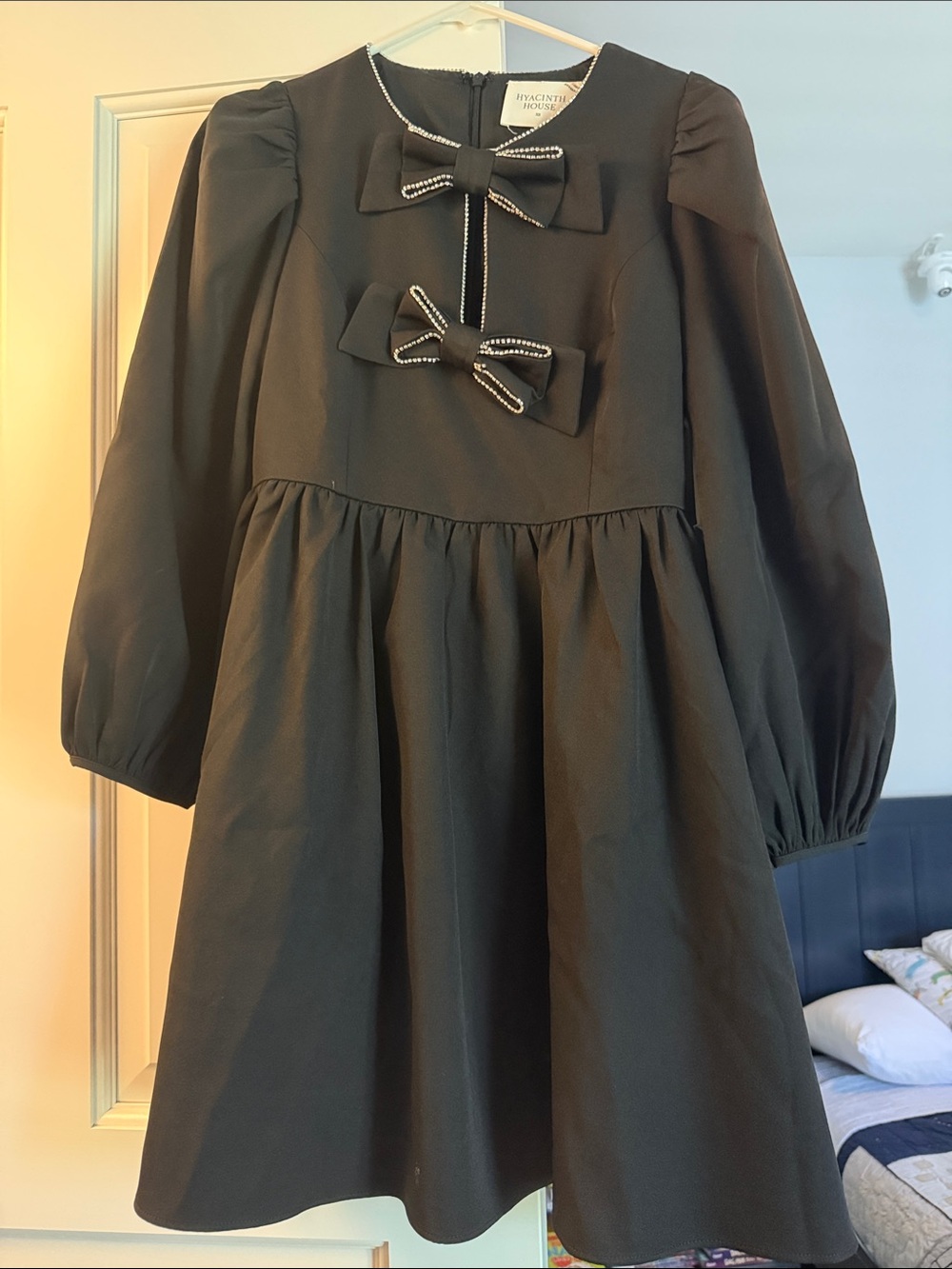 Holiday Dress! Classic Black Bow-Accent